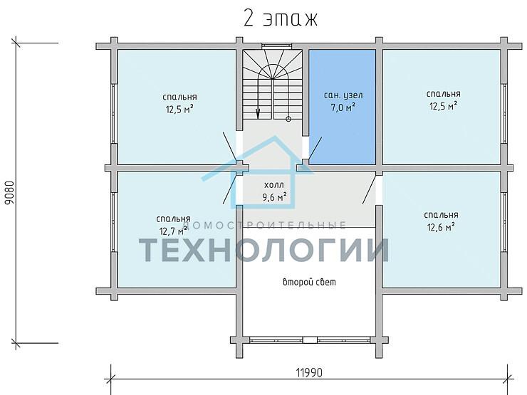 Дом шале из бруса полутораэтажный 9х12 с котельной Трейда